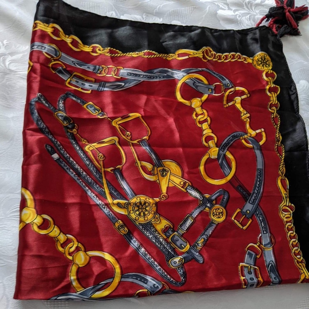 Silky vintage style red scarf NWOT